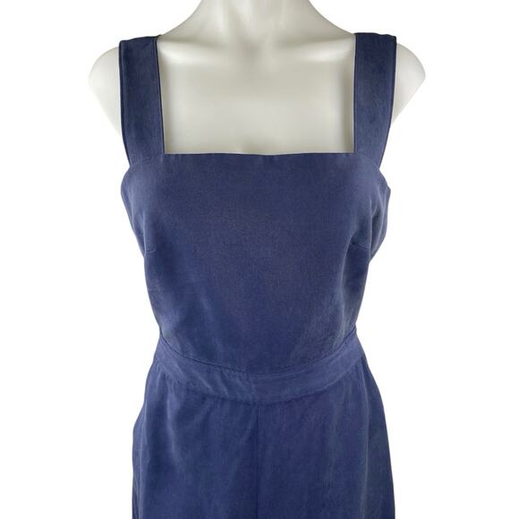 Vetta Capsule Blue Sleeveless Tie Back Wide Leg Apron Overalls Romper Jumpsuit 6 - Picture 3 of 5